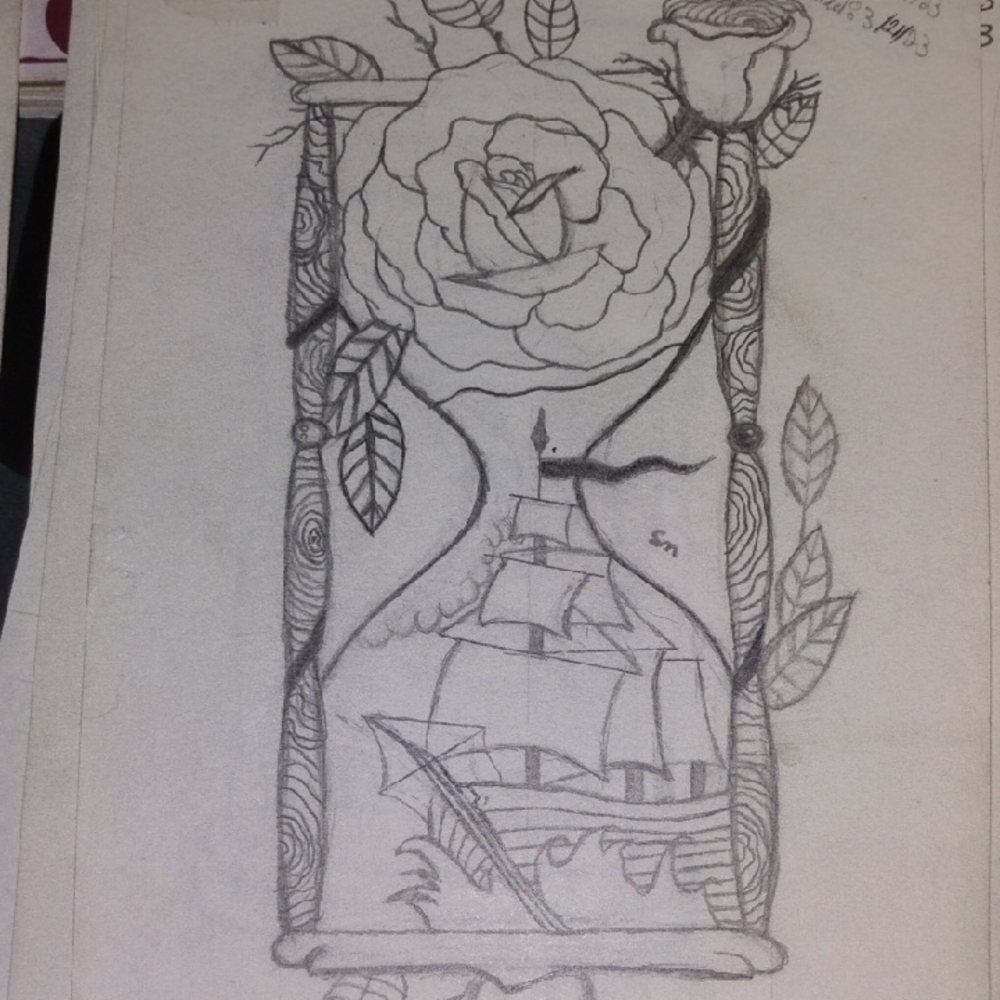 Elegant Black and White Hourglass Art Print